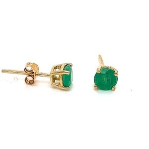 10 Karat yellow gold Emerald stud earrings